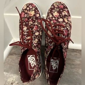 Maroon Floral print vans